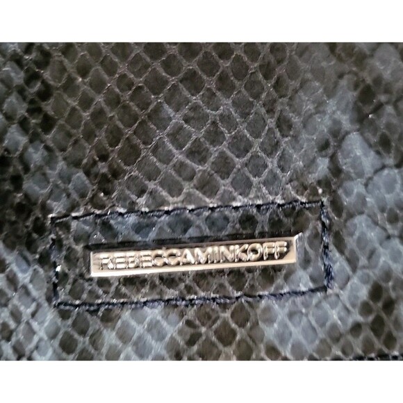 Rebecca Minkoff Blue & Black Python Embossed Leather Saddle Bag EUC - Picture 7 of 11